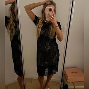 Zara see-through black lace short sleeve long dress - worn once